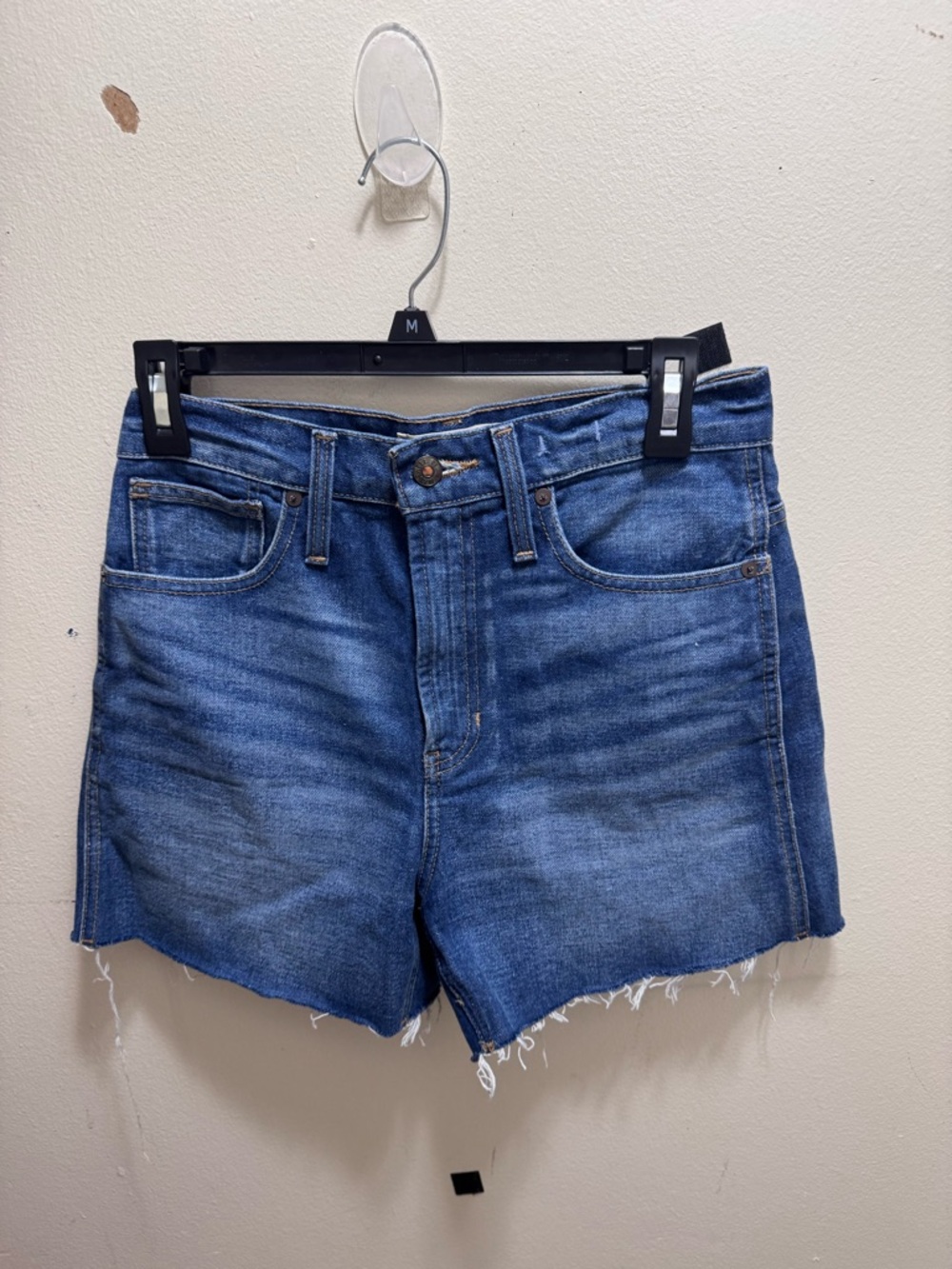 Madewell Medium Blue The perfect Jean  Shorts with Frayed Waistline NWT